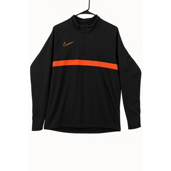 Nike Mens Large Dri-Fit Long Sleeve Pullover Shirt Black & Orange - Picture 2 of 7